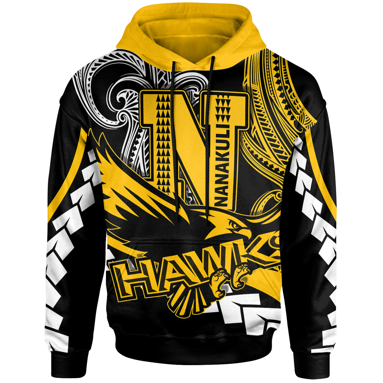 Hawaii Custom Hoodie Nanakuli High School Polynesian Tribal Pattern LT10 Yellow - Polynesian Pride