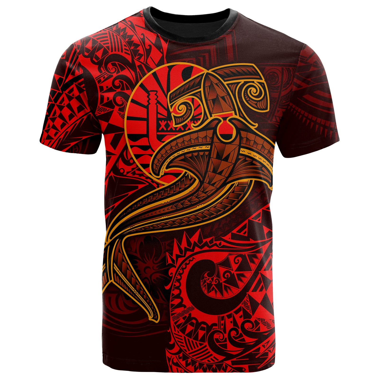 Tahiti T Shirt Red Shark Polynesian Tattoo Unisex Red - Polynesian Pride