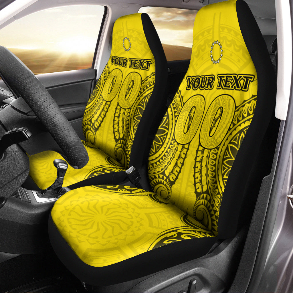 (Custom Personalised) Cook Islands Aitutaki Car Seat Covers - Tribal Pattern - LT12 Universal Fit Yellow - Polynesian Pride