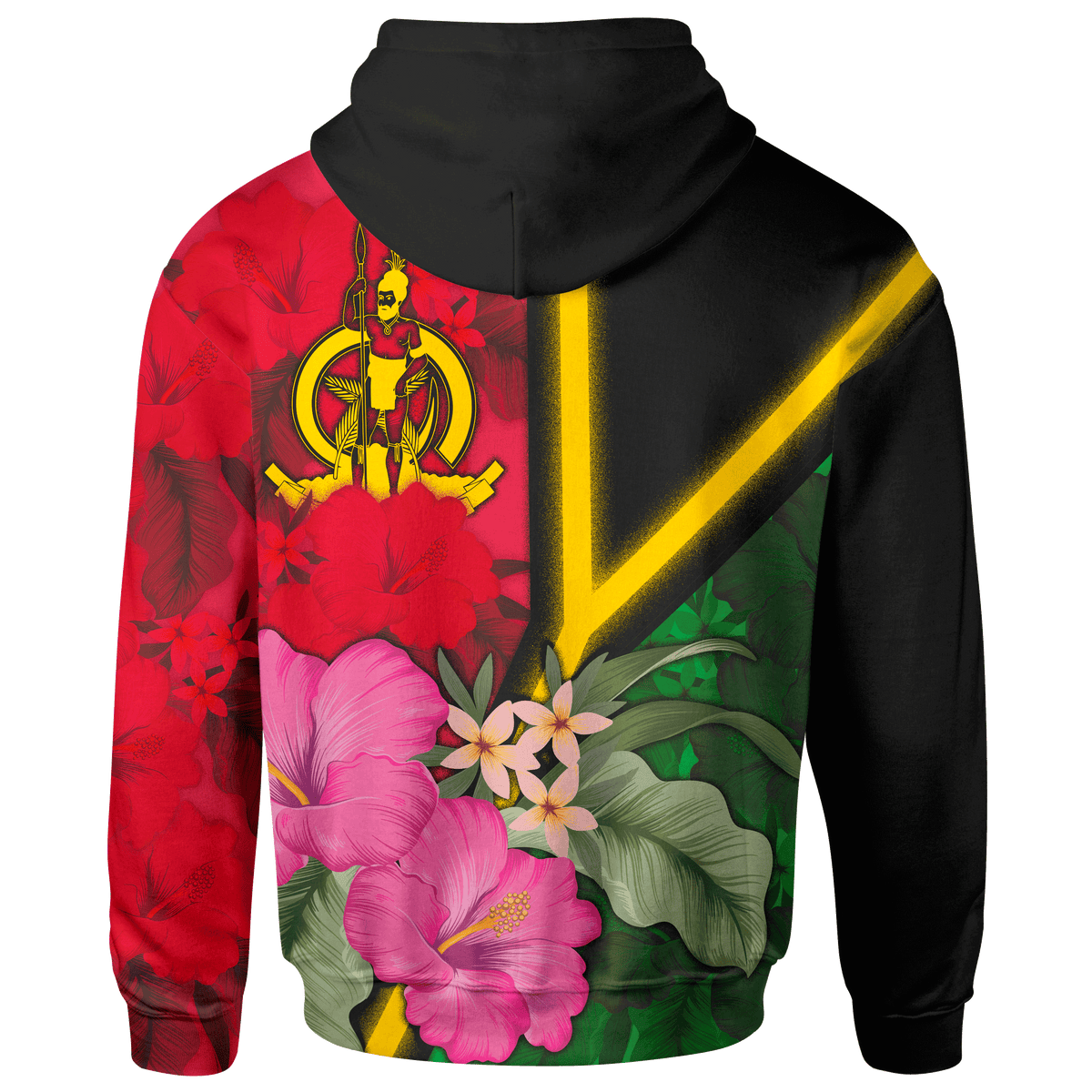 Custom Kanaky Vanuatu Hoodie Vanuatu Flag with Hibiscus - Polynesian Pride