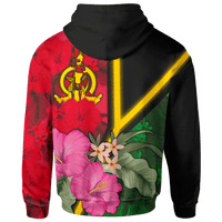 Custom Kanaky Vanuatu Hoodie Vanuatu Flag with Hibiscus - Polynesian Pride