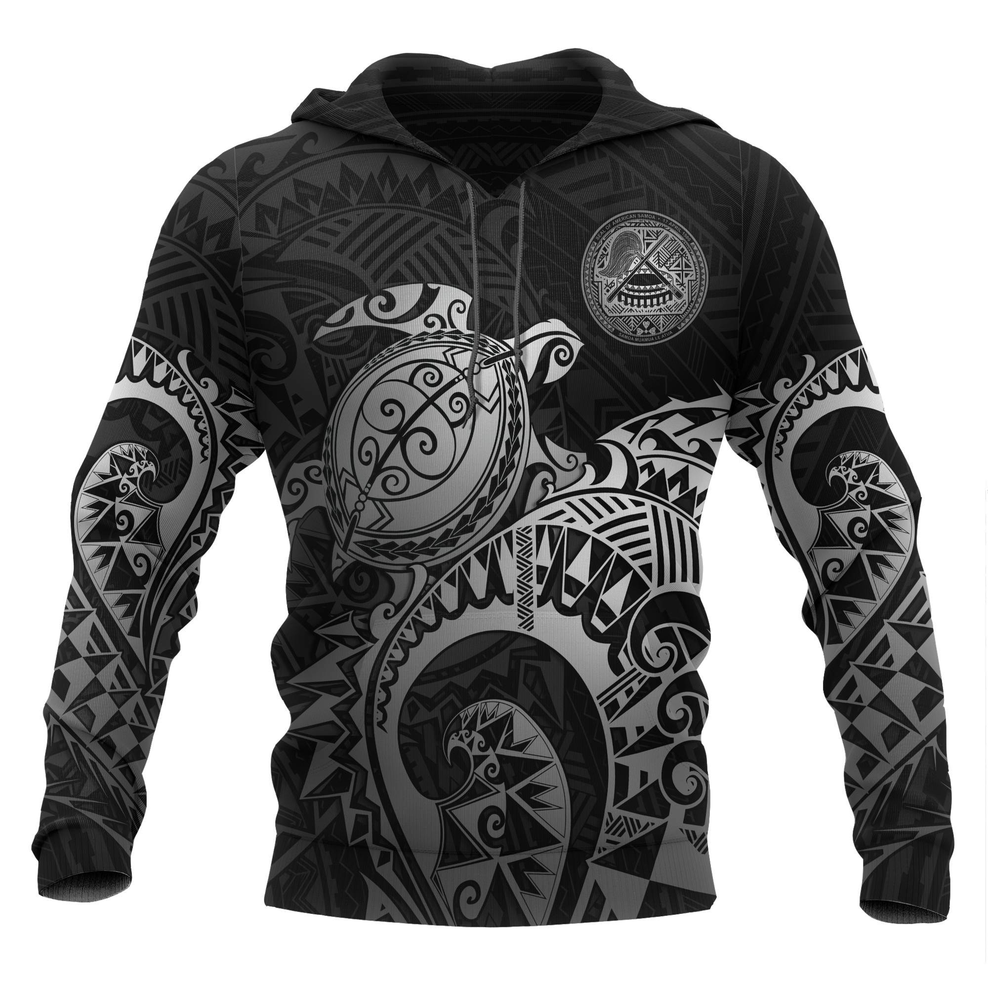 American Samoa Hoodie Polynesian Turtle (Silver) Unisex Silver - Polynesian Pride