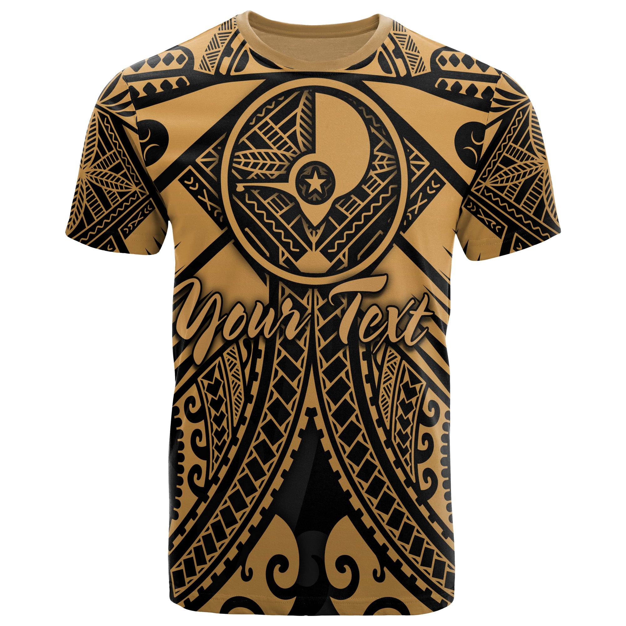 Yap Custom T Shirt Gold Seal with Polynesian Tattoo Unisex Art - Polynesian Pride