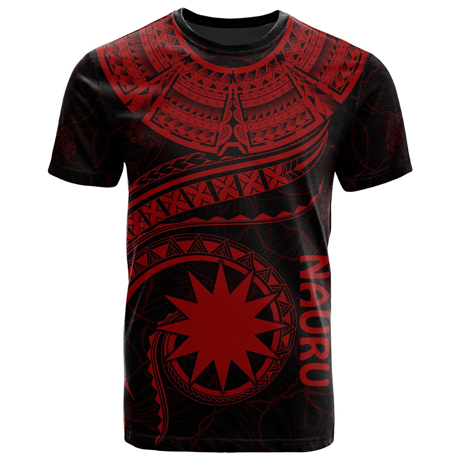 Nauru Polynesian T Shirt Nauru Waves (Red) Unisex Red - Polynesian Pride