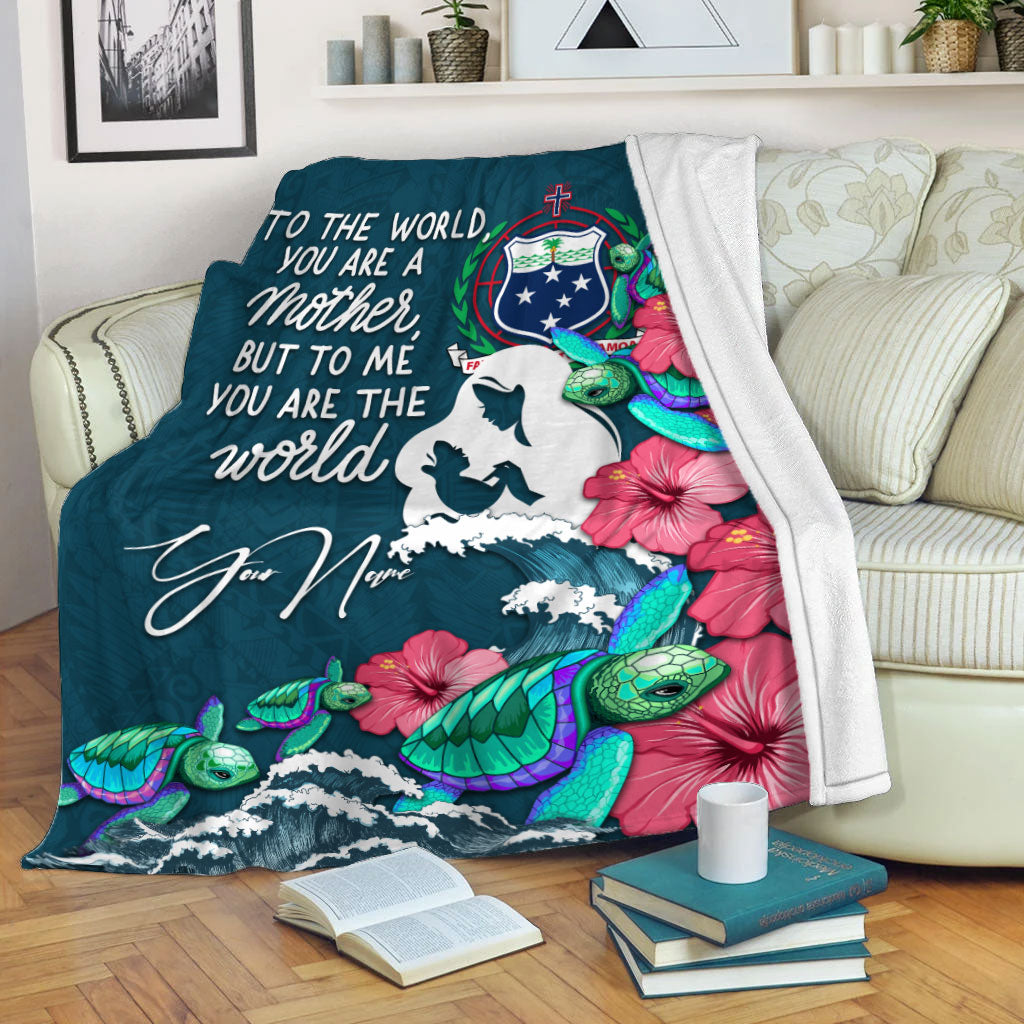 (Custom Personalised) Samoa Mothers Day With Green Turtle Blanket - LT12 White - Polynesian Pride