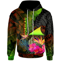 Tokelau Polynesian Hoodie Hibiscus and Banana Leaves Unisex Reggae - Polynesian Pride