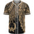 Pohnpei Polynesian Baseball Shirt - Tribal Wave Tattoo Gold Unisex Gold - Polynesian Pride