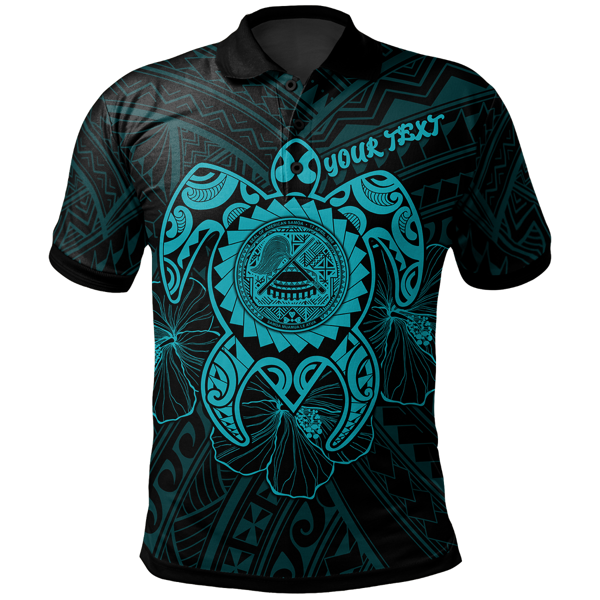 American Samoa Polynesian Custom Polo Shirt Vintage Polynesian Turtle (Turquoise) Unisex Turquoise - Polynesian Pride