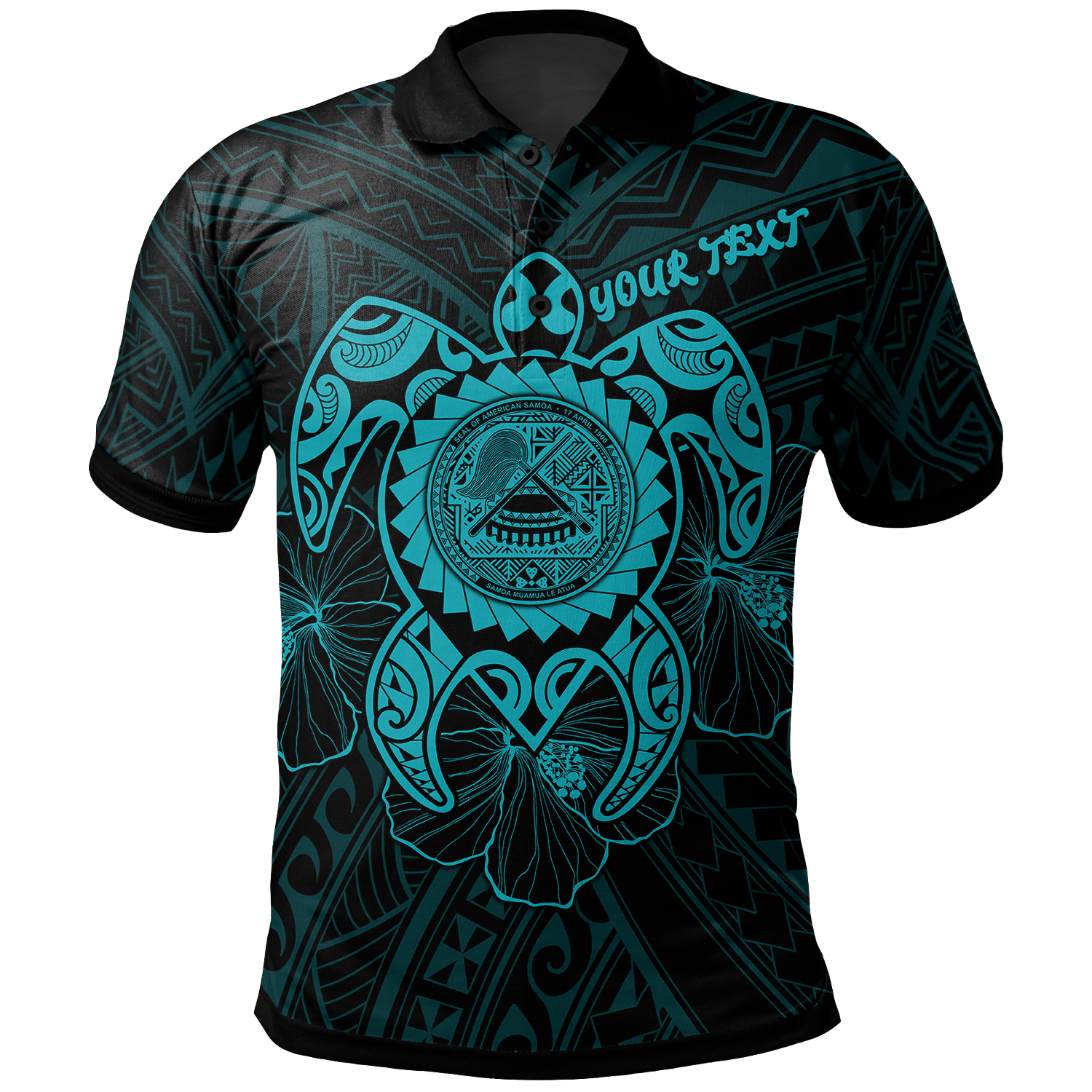 American Samoa Polynesian Custom Polo Shirt Vintage Polynesian Turtle (Turquoise) Unisex Turquoise - Polynesian Pride