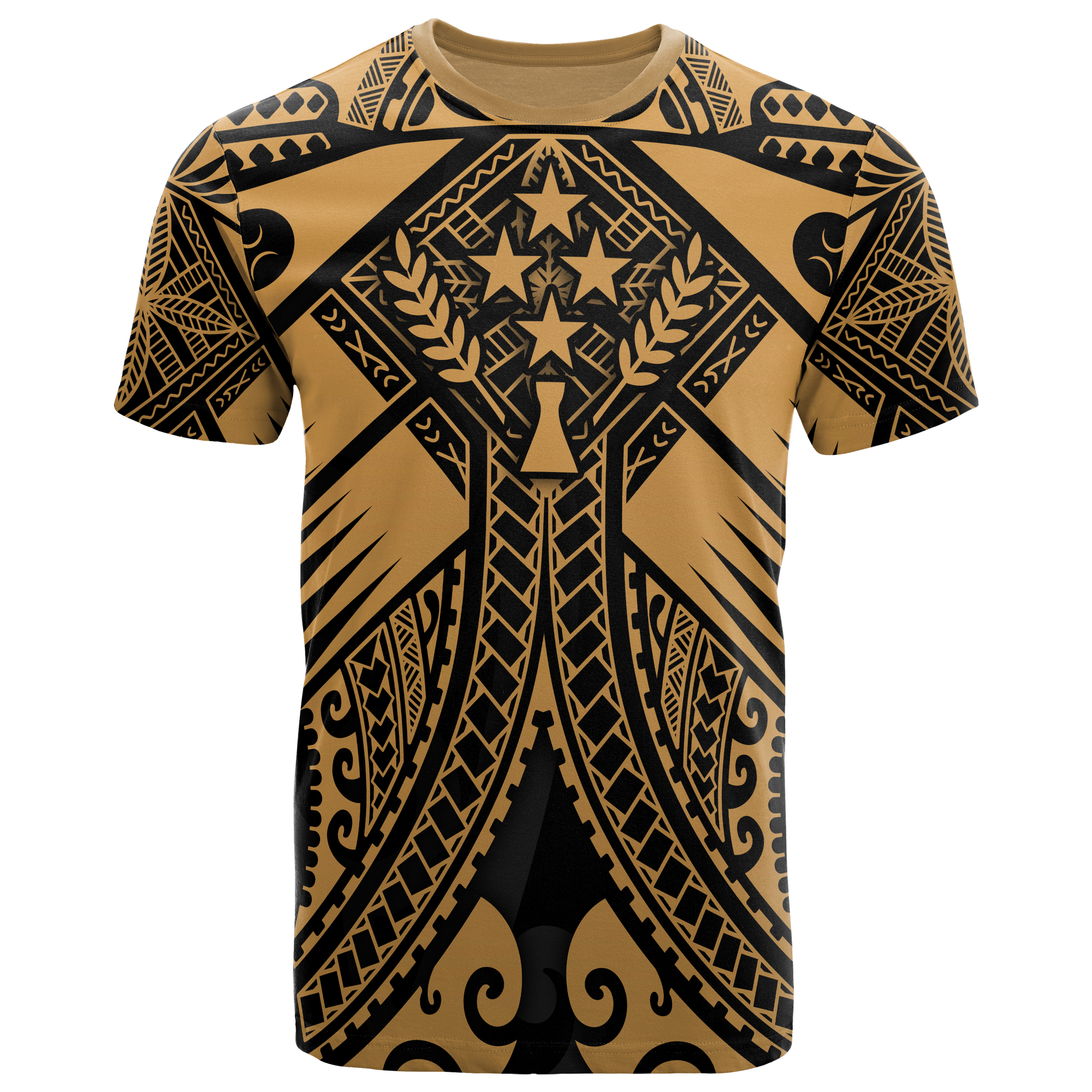 Kosrae T Shirts Gold Seal with Polynesian Tattoo Unisex Art - Polynesian Pride