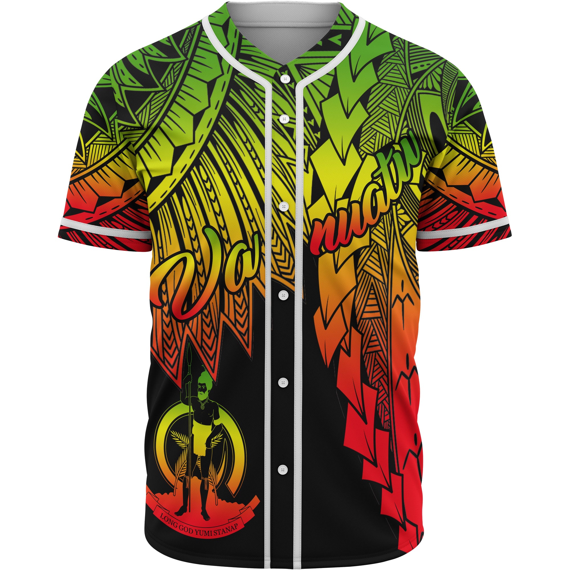 Vanuatu Polynesian Baseball Shirt - Tribal Wave Tattoo Reggae Unisex Reggae - Polynesian Pride