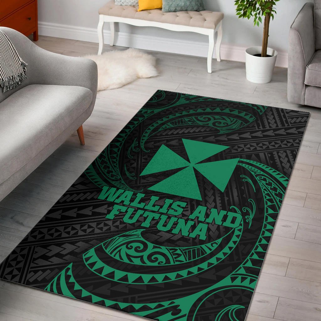 Wallis And Futuna Polynesian Area Rug - Green Tribal Wave Green - Polynesian Pride