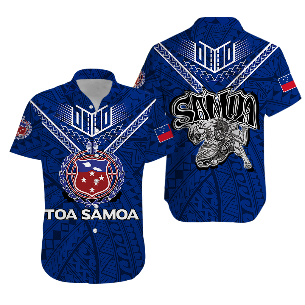 Toa Samoa Rugby Hawaiian Shirt - Samoan Warrior Pride - LT12 Unisex Blue - Polynesian Pride