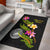 American Samoa Polynesian Area Rug - Plumeria Tribal Black - Polynesian Pride