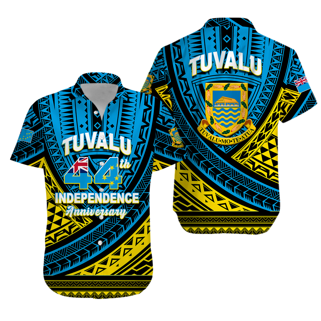 Tuvalu Matching Dress and Hawaiian Shirt 44th Independence Anniversary Tribal Pattern LT12 - Polynesian Pride