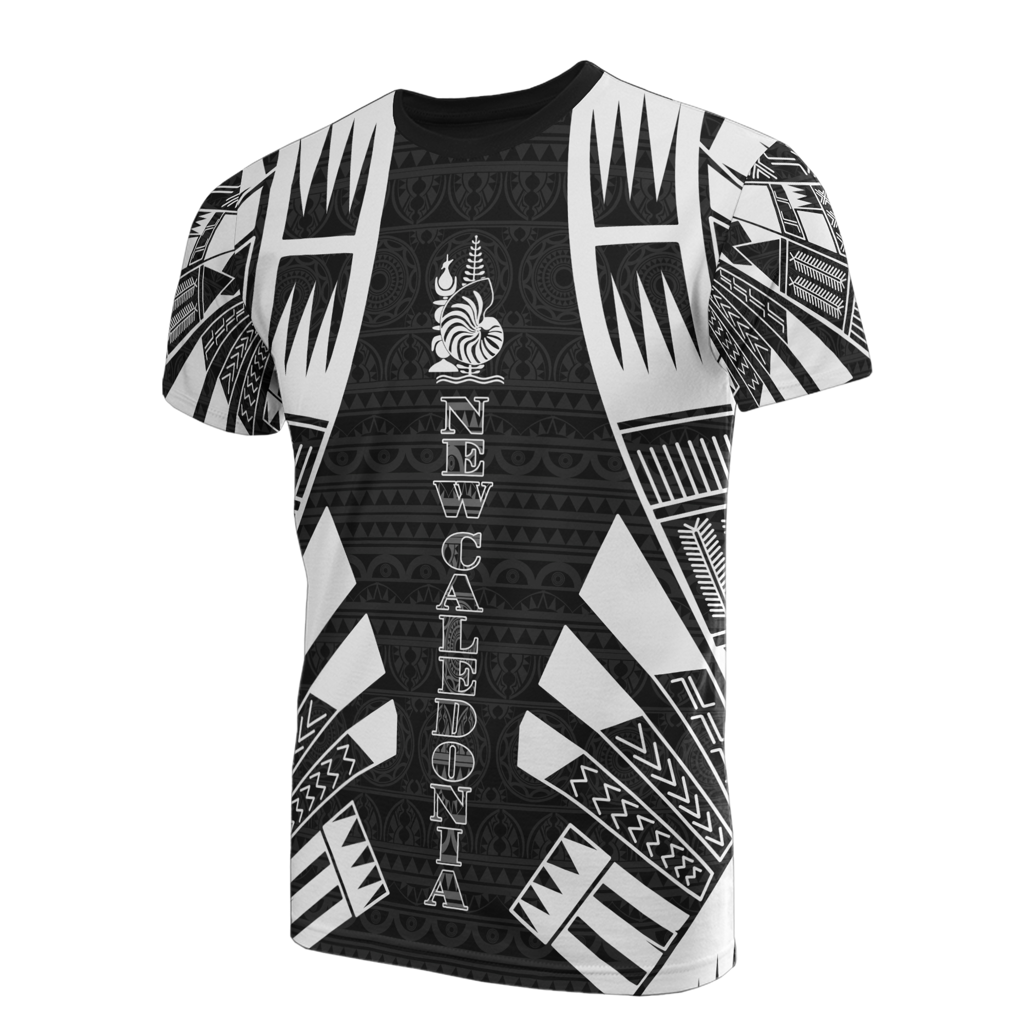 New Caledonia T Shirt New Caledonia Coat Of Arms Polynesian Tattoo Style Unisex Black - Polynesian Pride