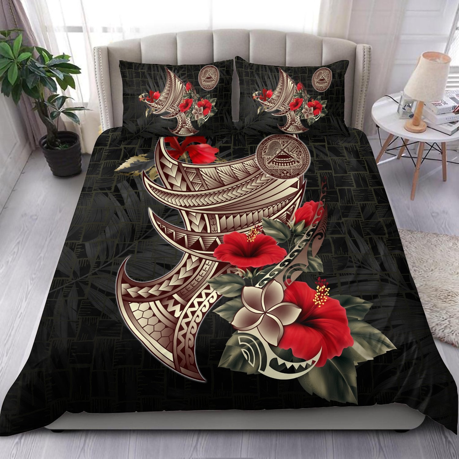 American Samoa Bedding Set - Polynesian Tribal Vintage Style Black - Polynesian Pride