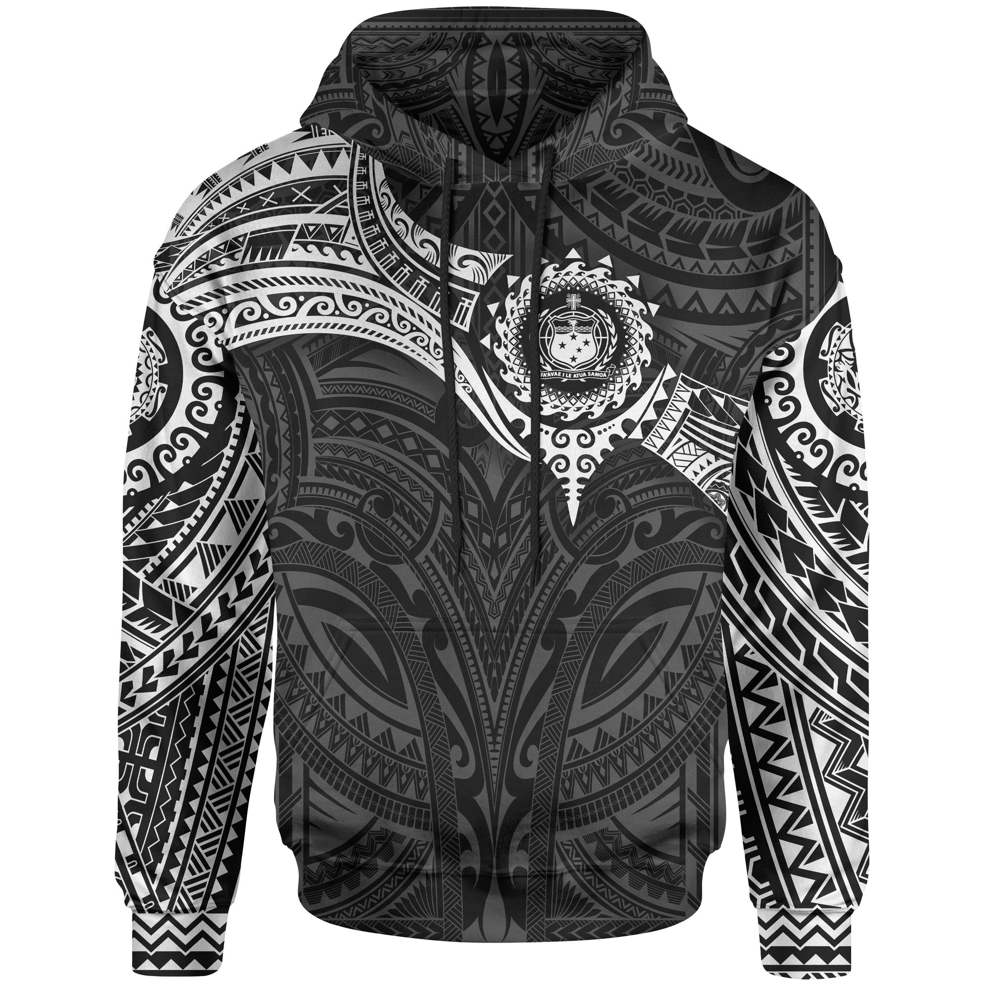 Samoa Polynesian Hoodie White Heart Shield Unisex WHITE - Polynesian Pride