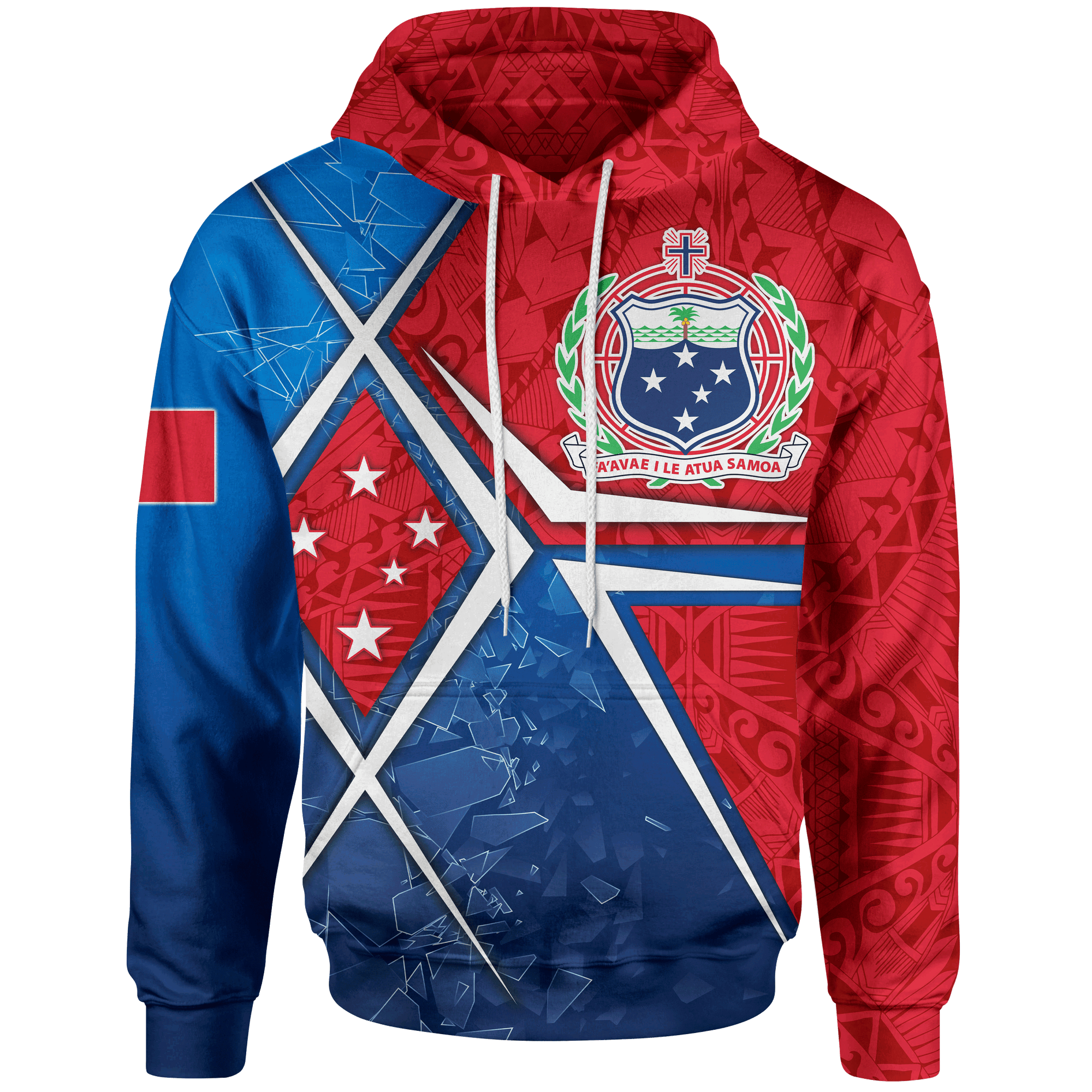 Samoa Hoodie Samoa Flag with Polynesian Patterns Unisex Blue - Polynesian Pride