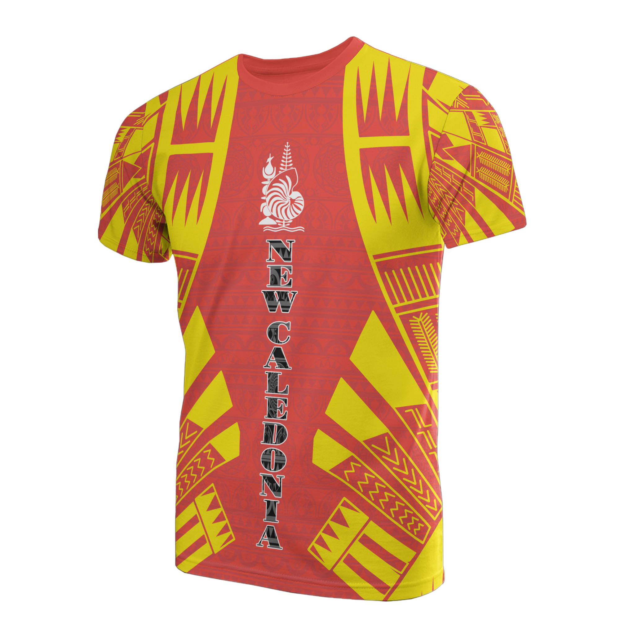 New Caledonia T Shirt New Caledonia Coat Of Arms Polynesian Tattoo Red Style Unisex Art - Polynesian Pride