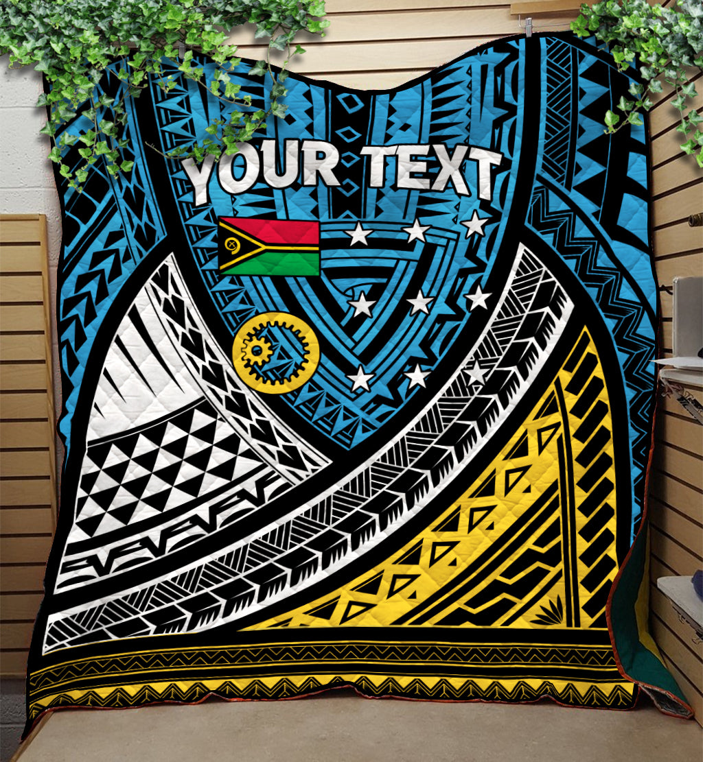 (Custom Personalised) Vanuatu Sanma Province Tribal Pattern Quilt - LT12 Quilt Blue - Polynesian Pride