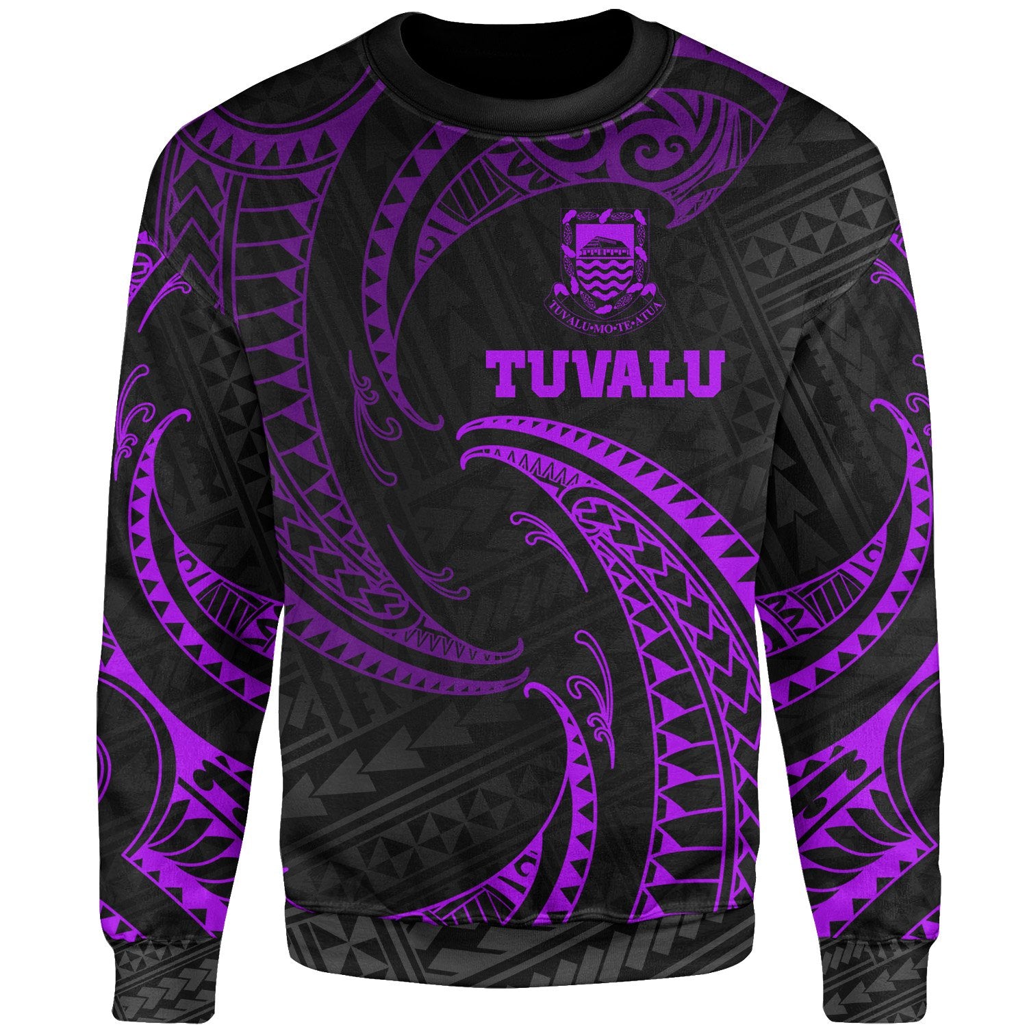 Tuvalu Polynesian Sweater - Purple Tribal Wave Unisex Purple - Polynesian Pride