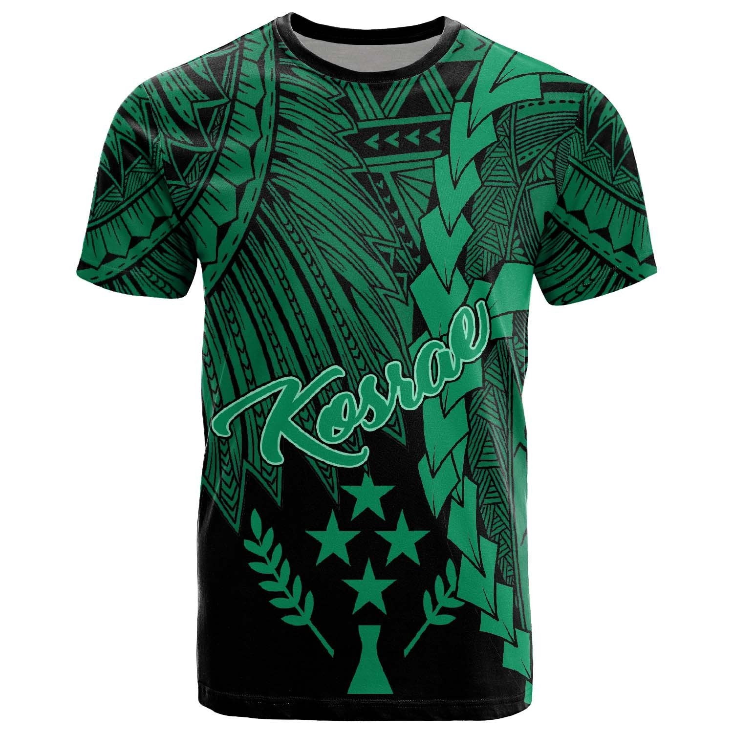 Kosrae Micronesia T Shirt Tribal Wave Tattoo Green Unisex Green - Polynesian Pride