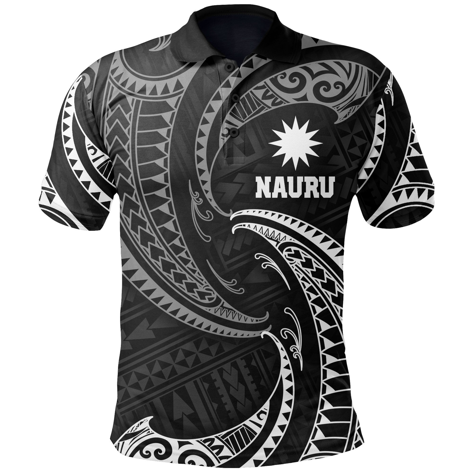 Nauru Polynesian Polo Shirt White Tribal Wave Unisex White - Polynesian Pride