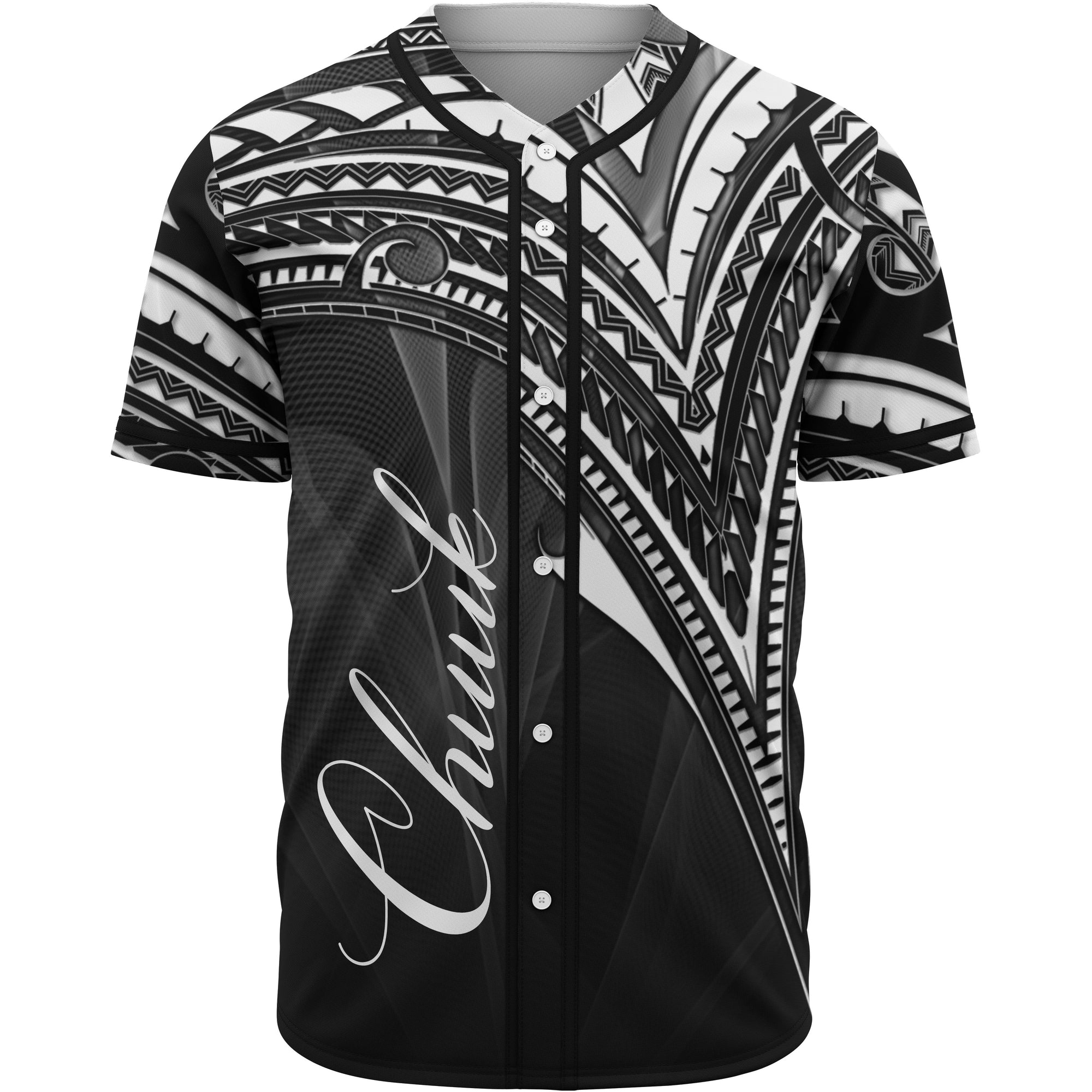 Chuuk State Baseball Shirt - White Color Cross Style Unisex Black - Polynesian Pride