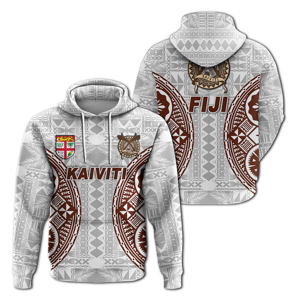 Fiji Kaiviti Tapa Pattern Hoodie LT12 Hoodie White - Polynesian Pride