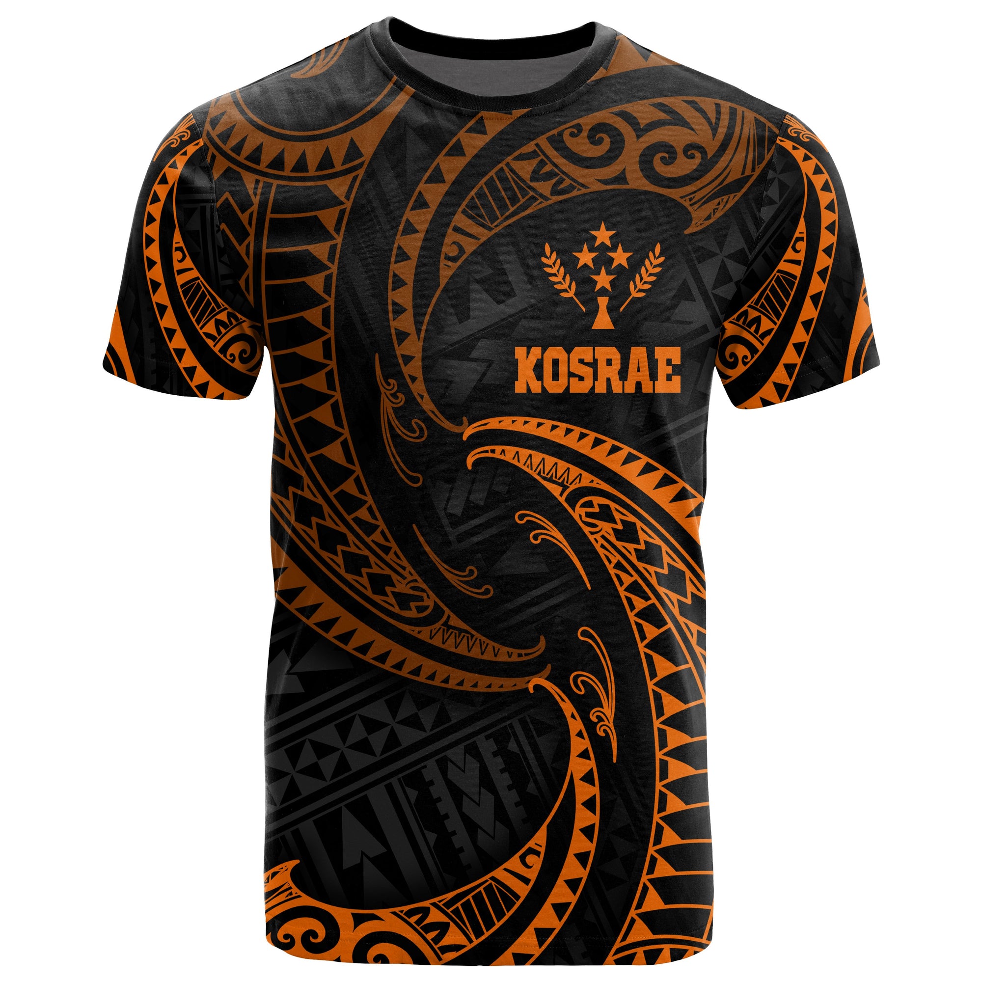 Kosrae Micronesia All Over T Shirt Orange Tribal Wave Unisex Orange - Polynesian Pride