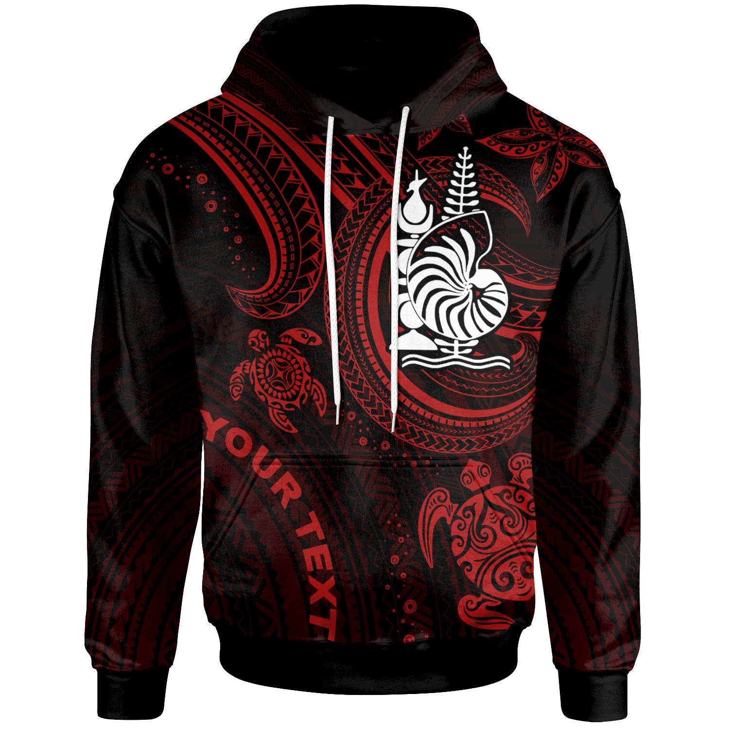 New Caledonia Custom Hoodie Red Turtle Unisex Red - Polynesian Pride