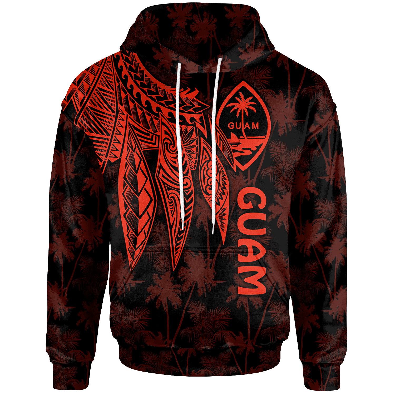 Guam Hoodie Polynesian Wings (Red) Unisex Red - Polynesian Pride