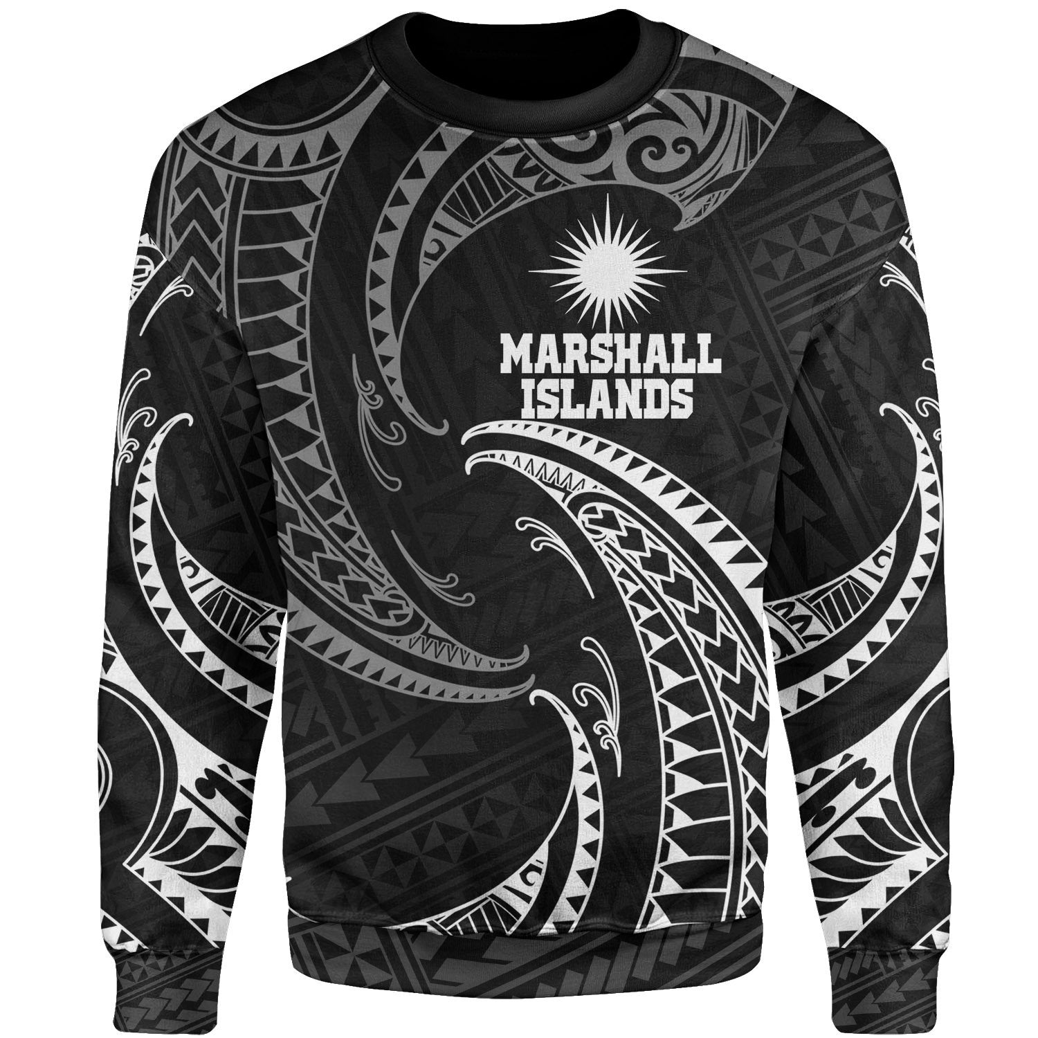 Marshall Islands Polynesian Sweater - White Tribal Wave Unisex White - Polynesian Pride