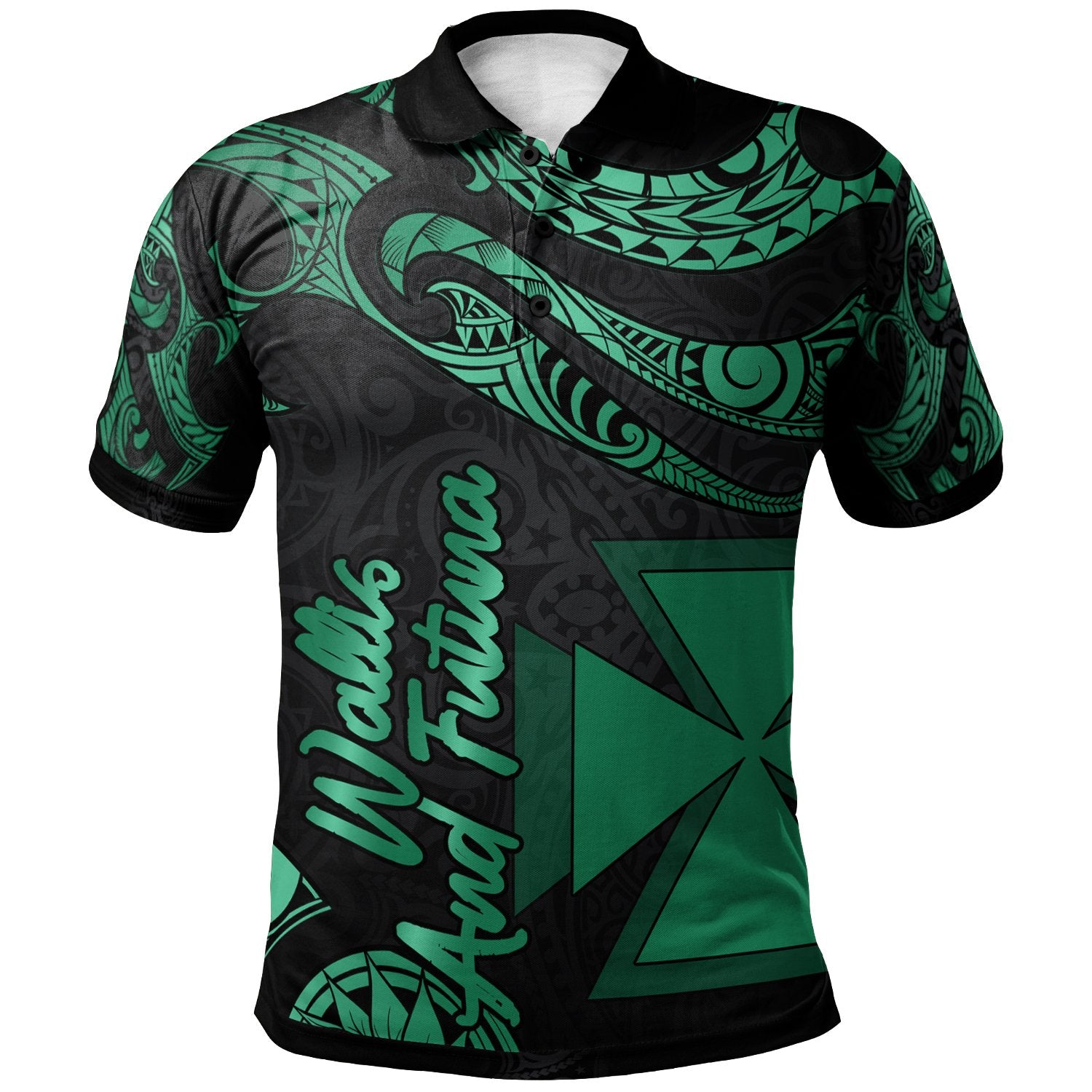 Wallis and Futuna Polo Shirt Polynesian Tattoo Green Version Unisex Green - Polynesian Pride