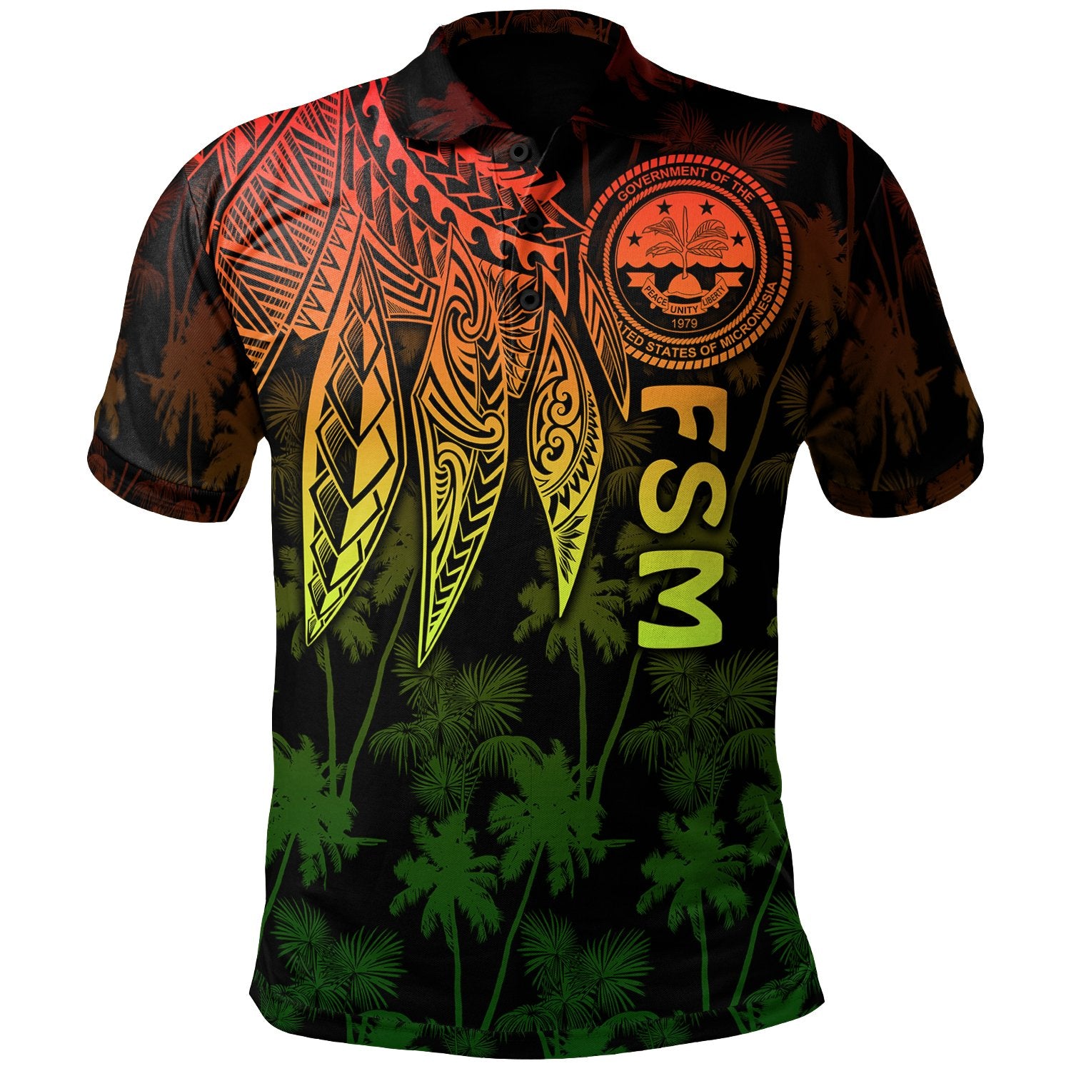 Federated States of Micronesia Polo Shirt Polynesian Wings (Reggae) Unisex Reggae - Polynesian Pride