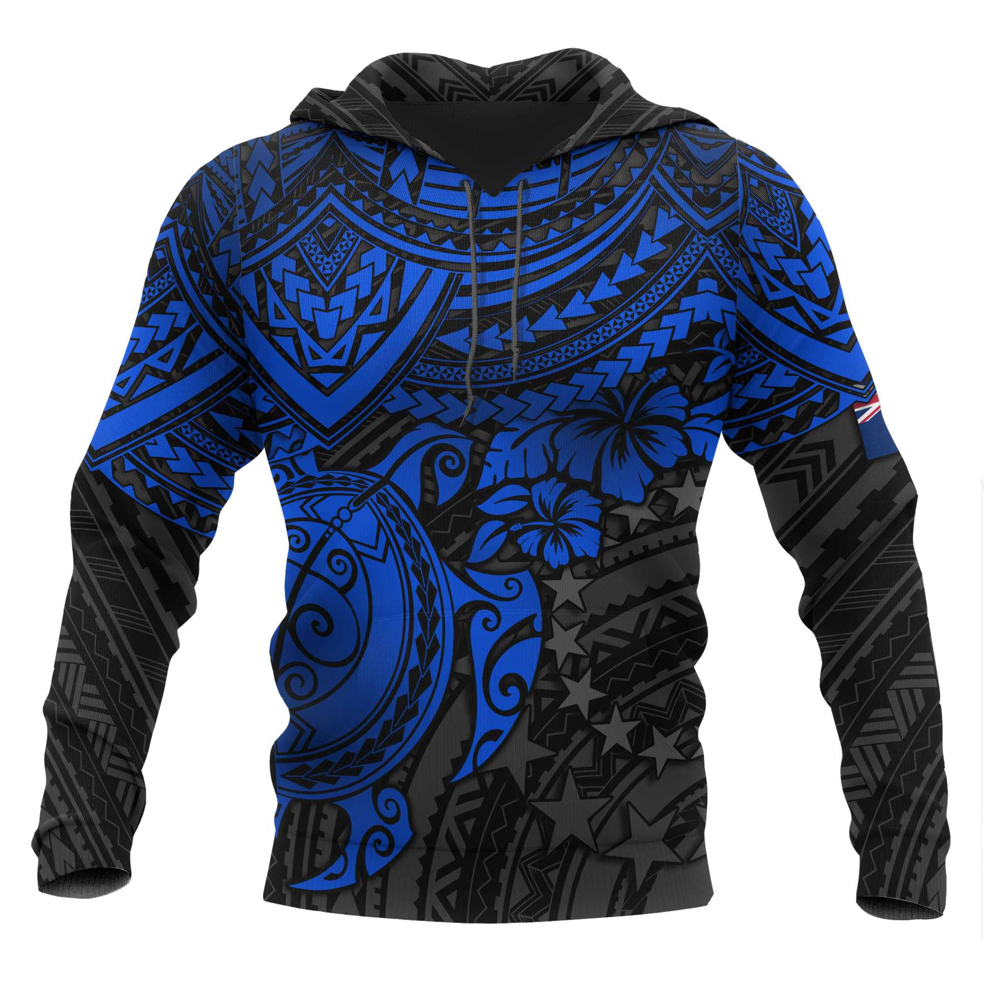 Cook Islands Polynesian Hoodie Blue Turtle Unisex Blue - Polynesian Pride