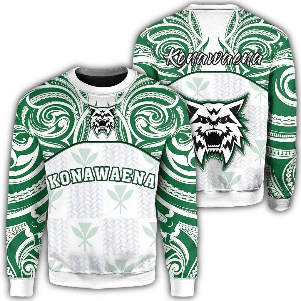 hawaiiSweat Shirt - Kanaka Konawaena High School Sweat Shirt Demodern Style AH Unisex White - Polynesian Pride