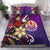 Tahiti Bedding Set - Tribal Flower With Special Turtles Purple Color Purple - Polynesian Pride