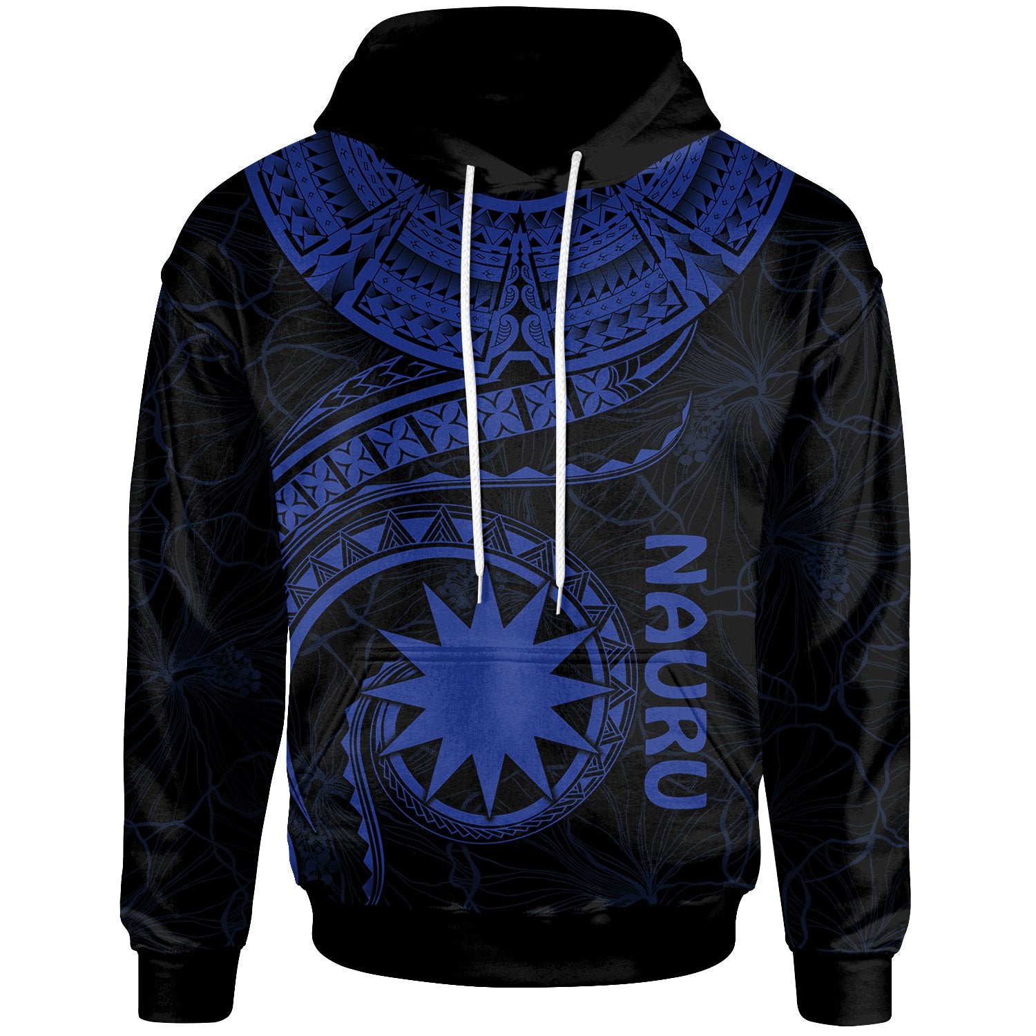 Nauru Polynesian Hoodie Nauru Waves (Blue) Unisex Blue - Polynesian Pride