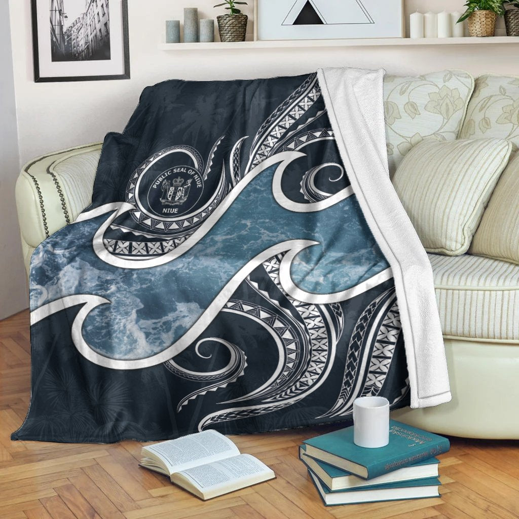 Niue Polynesian Premium Blanket - Ocean Style White - Polynesian Pride