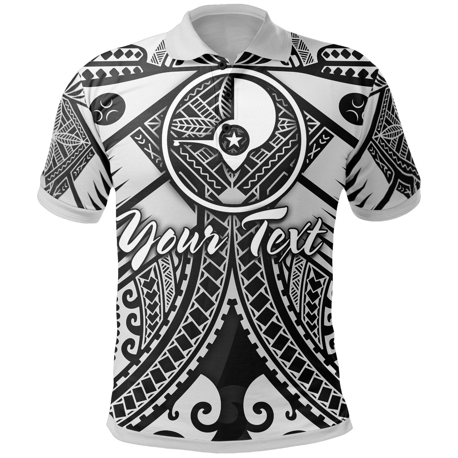 Yap Custom Polo Shirt White Seal with Polynesian Tattoo Unisex White - Polynesian Pride