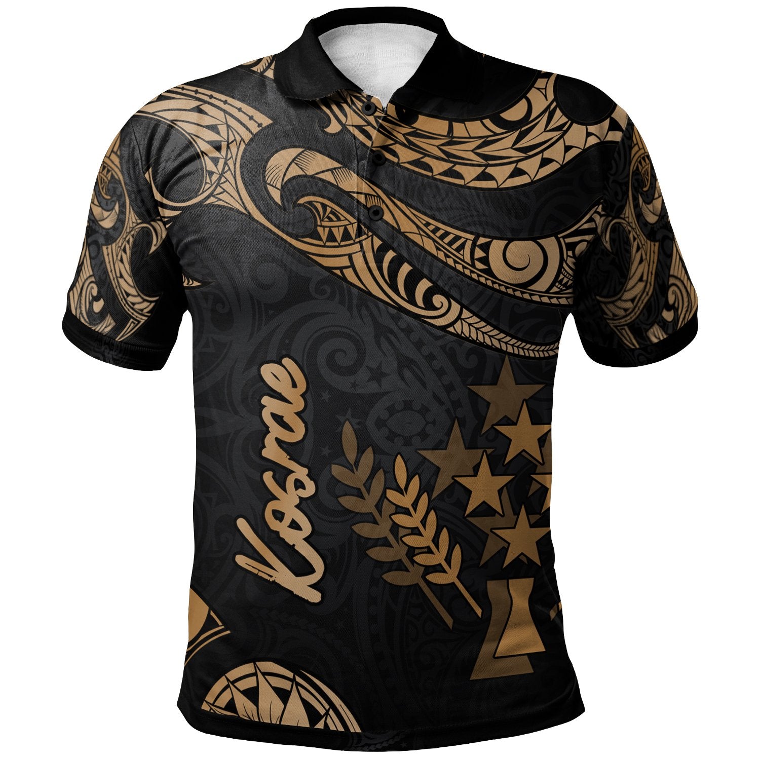 Kosrae Polo Shirt Polynesian Tattoo Gold Version Unisex Gold - Polynesian Pride