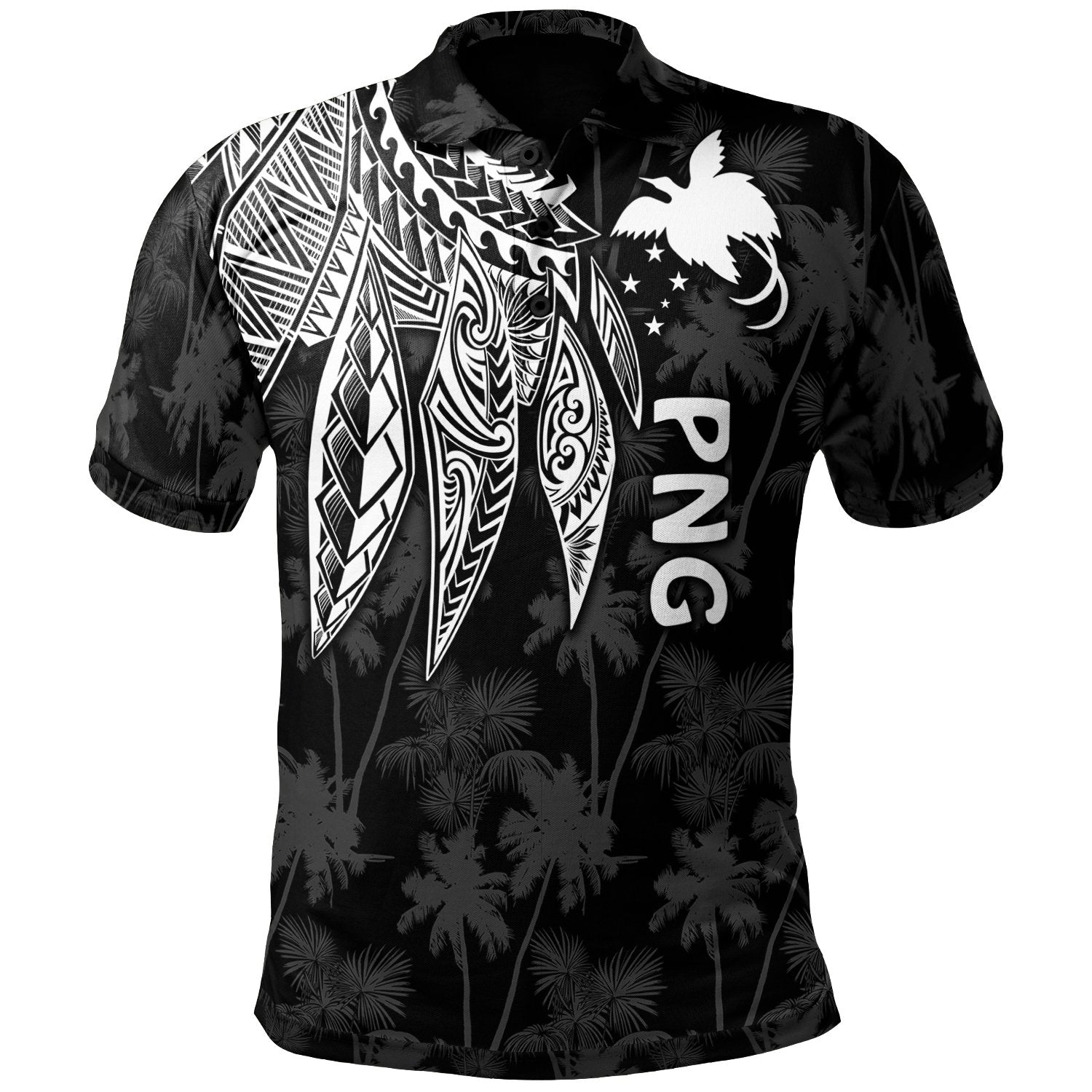 Papua New Guinea Polo Shirt Polynesian Wings (White) Unisex White - Polynesian Pride