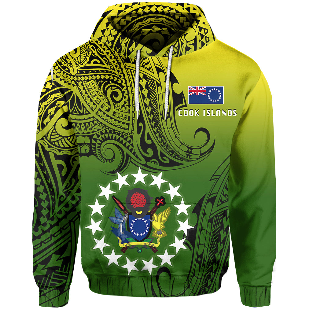 Cook Islands Patterns With Coat of Arms Hoodie LT20 Unisex Green - Polynesian Pride