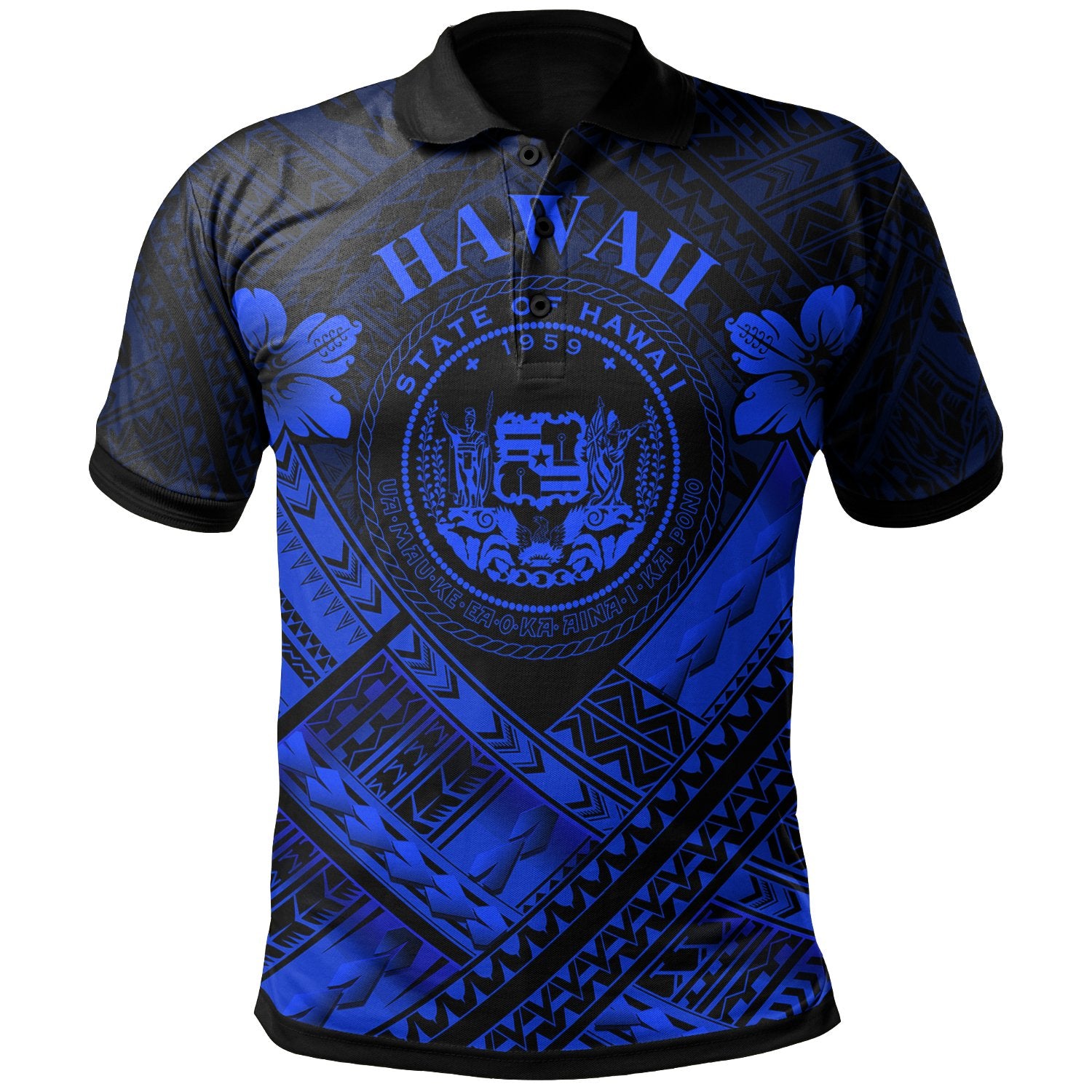 Hawaii Polo Shirt Blue Seal Polynesian Patterns Unisex Blue - Polynesian Pride