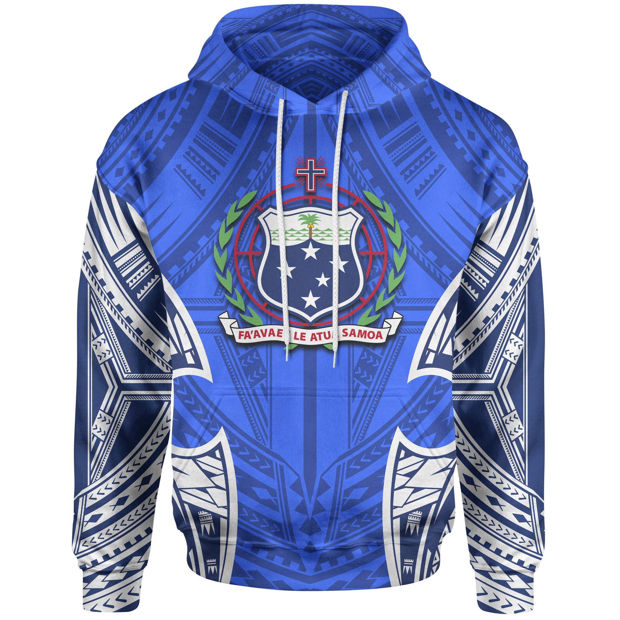 Samoa Polynesian Hoodie Samoan Pattern With Seal Unisex Blue - Polynesian Pride