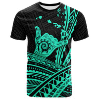 Hawaii Shaka Polynesian Tribal Turquoise T Shirt LT12 Unisex Blue - Polynesian Pride