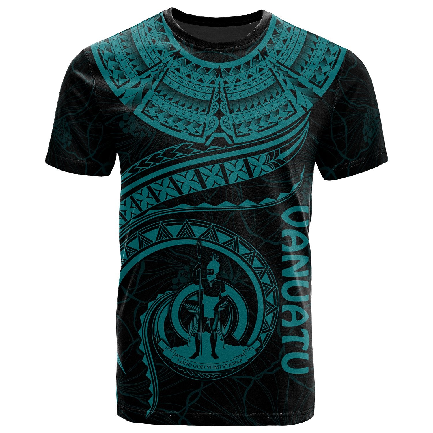 Vanuatu Polynesian T Shirt Vanuatuan Waves (Turquoise) Unisex Art - Polynesian Pride