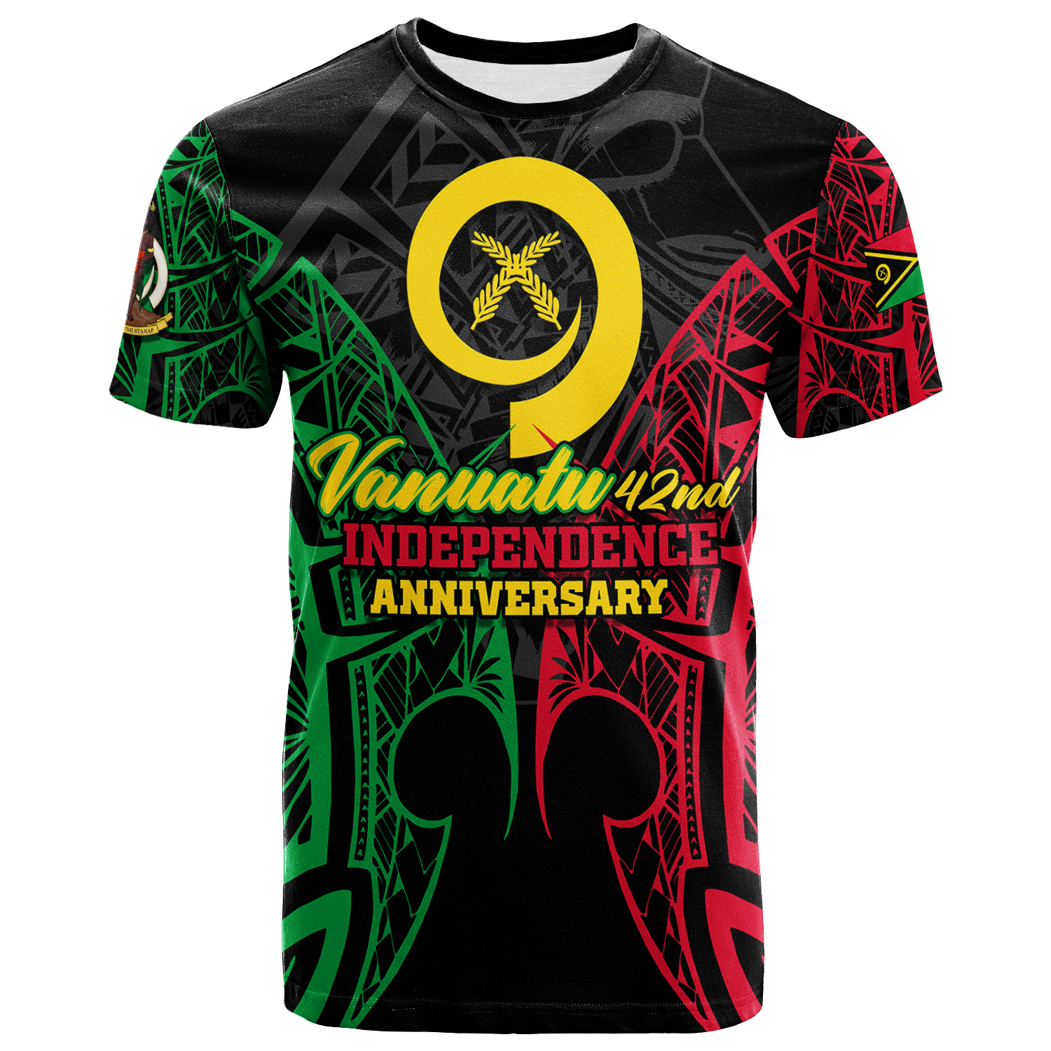 Custom Vanuatu 42nd Independence Anniversary Pride T Shirt LT12 Unisex Black - Polynesian Pride